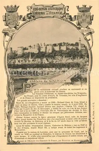 AK / Ansichtskarte Chinon_Indre_et_Loire Chateau Histoire Chinon_Indre_et_Loire