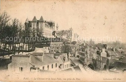 AK / Ansichtskarte Pau Chateau et la basse ville vue prise du parc Pau