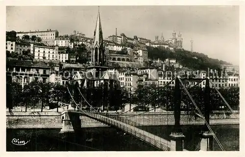 AK / Ansichtskarte Lyon_France Passerelle Saint Georges Eglise et Coteau de Fourviere Lyon France