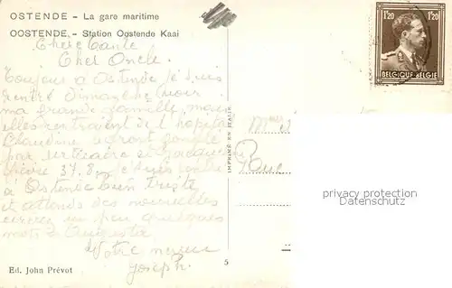 AK / Ansichtskarte Ostende_Oostende La Gare Maritime 