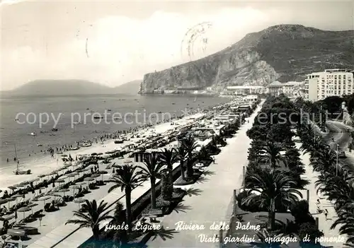AK / Ansichtskarte Finale_Ligure Viali giardini spiaggia di ponente Riviera delle Palme Finale_Ligure