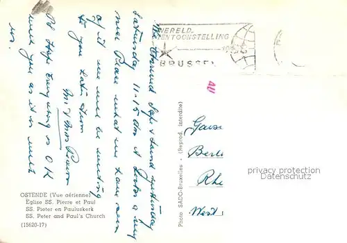 AK / Ansichtskarte Ostende_Oostende Eglise Saint Pierre et Paul vue aerienne 