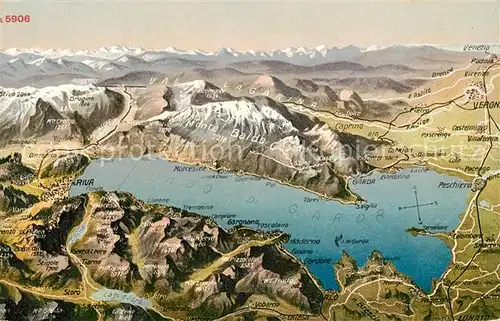 AK / Ansichtskarte Riva_del_Garda Panoramakarte Gargnano Gardone Peschiera Malcesine  Riva_del_Garda