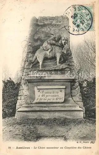 AK / Ansichtskarte Asnieres_Eure Le Chien sauveteur au Cimetiere des Chiens Asnieres Eure