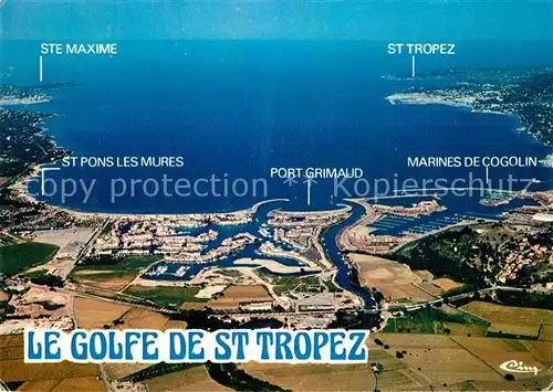 AK / Ansichtskarte Saint_Tropez_Var Fliegeraufnahme mit Hafen Saint_Tropez_Var