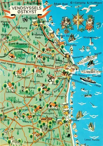 AK / Ansichtskarte Vendsyssel_Danmark Lageplan Vendsyssel Danmark