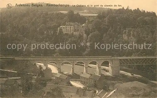 AK / Ansichtskarte Remouchamps_Liege Le Chateau et le pont du chemin de fer Remouchamps Liege