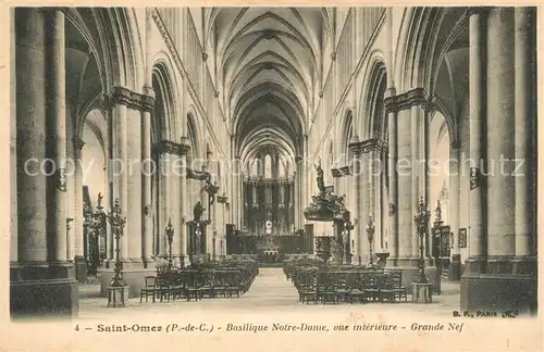 AK / Ansichtskarte Saint Omer_Pas de Calais Basilique Notre Dame Interieur Grande Nef Saint Omer_Pas de Calais