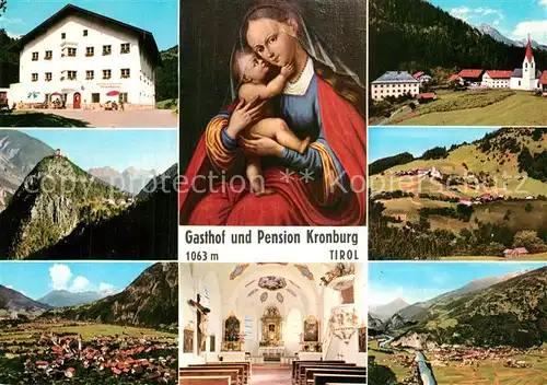 AK / Ansichtskarte Kronburg_Tirol Gasthaus Pension Kronburg mit Wallfahrtstkirche Gnadenbil Fliegeraufnahme Kronburg Tirol