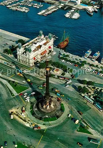 AK / Ansichtskarte Barcelona_Cataluna Fliegeraufnahme Monumento a Colon Barcelona Cataluna