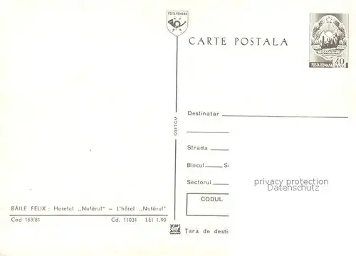 AK / Ansichtskarte Baile_Felix Hotel Nufarul Baile_Felix