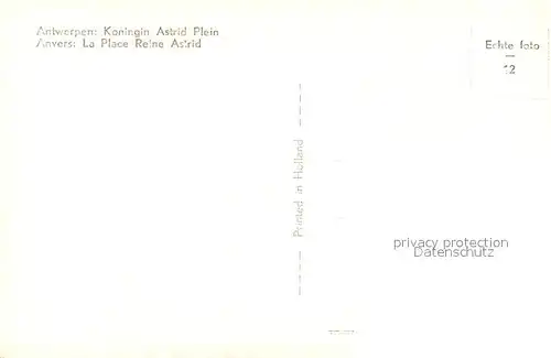 AK / Ansichtskarte Anvers_Antwerpen La Place Reine Astrid Anvers Antwerpen