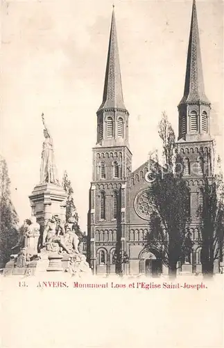 AK / Ansichtskarte Anvers_Antwerpen Monument Loos et lEglise Saint Joseph Anvers Antwerpen