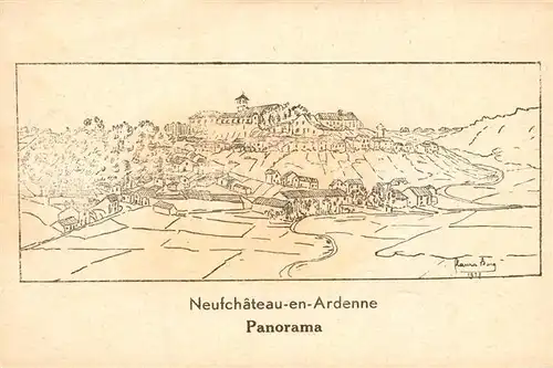 AK / Ansichtskarte Neufchateau_Liege Staedtebild Zeichnung Neufchateau Liege