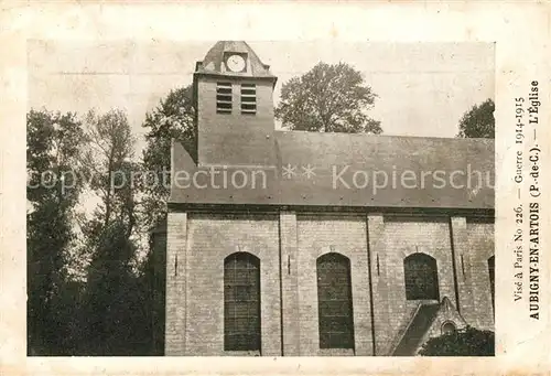 AK / Ansichtskarte Aubigny en Artois Eglise au temps de la Grande Guerre 1914 1915 Aubigny en Artois