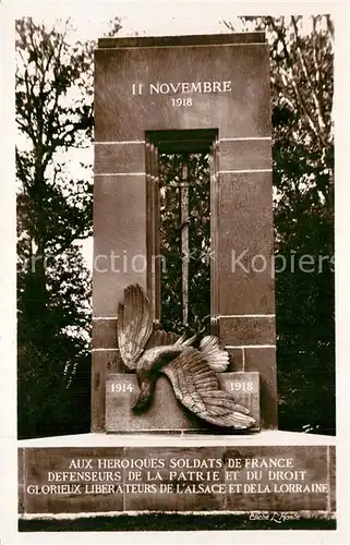 AK / Ansichtskarte Foret_de_Compiegne Clairiere de l Armistice Monument du Matin Monument aux Morts Foret_de_Compiegne