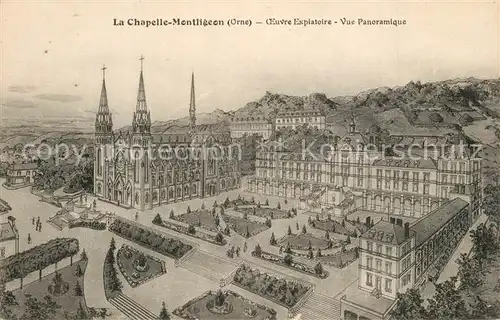 AK / Ansichtskarte La_Chapelle Montligeon Oeuvre Expiatoire vue panoramique Illustration La_Chapelle Montligeon