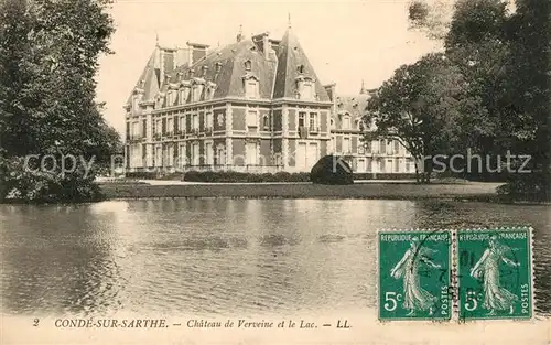 AK / Ansichtskarte Conde sur Sarthe Chateau de Verveine et le Lac Conde sur Sarthe