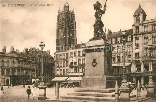 AK / Ansichtskarte Dunkerque Place Jean Bart Monument et le Beffroi Dunkerque