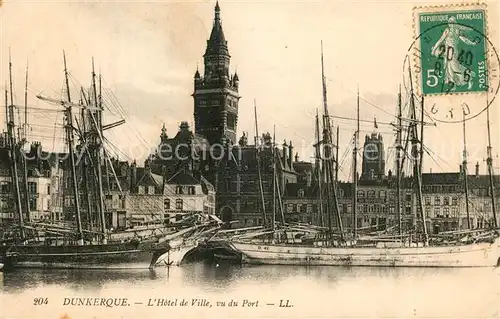 AK / Ansichtskarte Dunkerque Hotel de Ville vu du port des bateaux Dunkerque