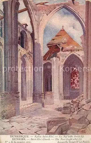AK / Ansichtskarte Dunkerque Eglise Saint Eloi La Nef Aquarelle Gysel Kuenstlerkarte Dunkerque