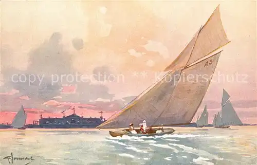 Lido_Venezia Mare K?nstlerkarte Segelboot  Lido Venezia