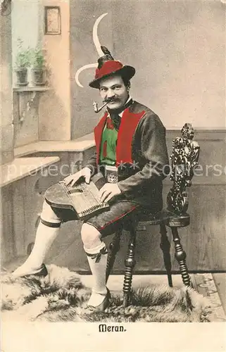 Meran_Merano Tracht Pfeife Zither  Meran Merano