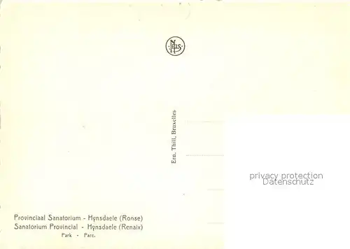 Ronse Provinciaal Sanatorium Hynsdaele Park Ronse