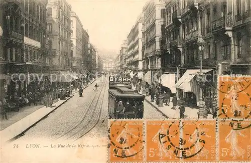Lyon_France Rue de la Republique Tram Lyon France