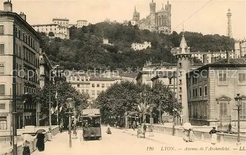 Lyon_France Avenue de l Archeveche Tram Lyon France