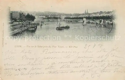 Lyon_France Vue sur la Saone prise du Pont Tilsitt Lyon France