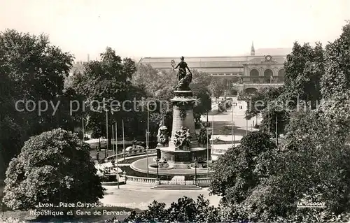 Lyon_France Place Carnot Monument de la Republique et Gare de Perrache Lyon France