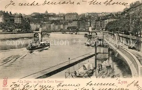 Lyon_France La Saone au fond la Croix Rousse Lyon France