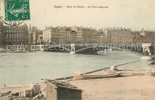 Lyon_France Quai du Rhone Pont Lafayette Lyon France