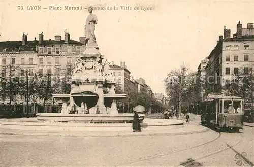 Lyon_France Place Morand Statue de la Ville de Lyon tram Lyon France