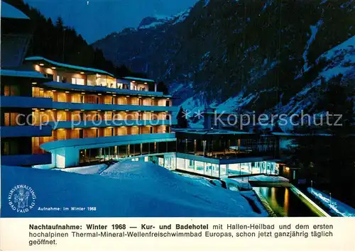 AK / Ansichtskarte Bad_Vals_GR Kur  und Badehotel im Winter Nachtaufnahme Bad_Vals_GR
