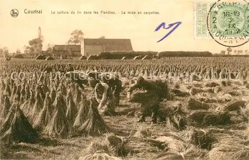 Courtrai_Flandre La culture du lin dans les Flandres La mise en carpettes Courtrai_Flandre