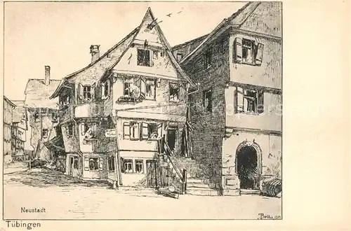 Tuebingen Neustadt Zeichnung Tuebingen