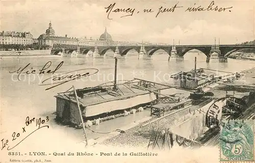 Lyon_France Quai du Rhone Pont de la Guillotiere Lyon France