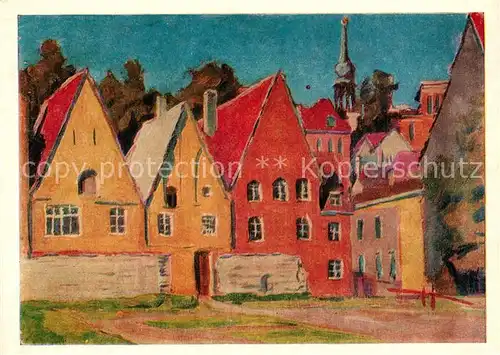 Tallin K?nstlerkarte G.Manizer Bunte Fassaden von Tallin Tallin