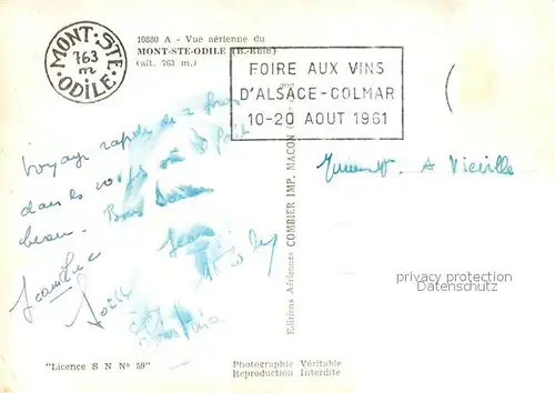 Mont Sainte Odile_Mont Ste Odile Vue aerienne Mont Sainte Odile