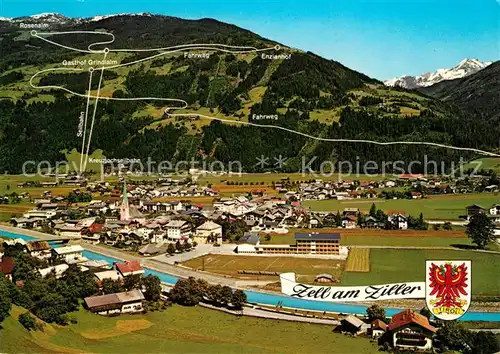 AK / Ansichtskarte Zell_Ziller_Tirol mit Ausflugsziel Grindlalm Zillertal Zillertaler Alpen Zell_Ziller_Tirol