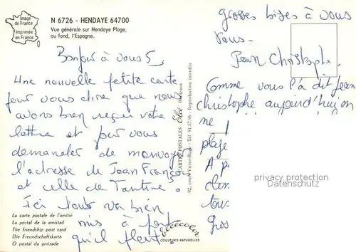 Hendaye_Pyrenees_Atlantiques Vue generale sur Hendaye Plage au fond l Espagne Hendaye_Pyrenees