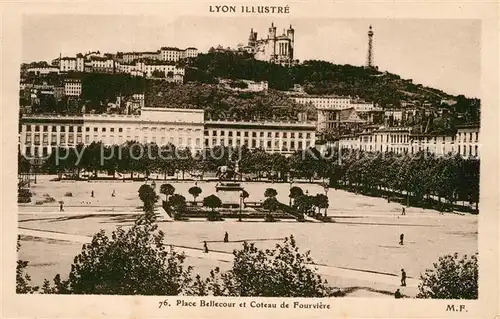 Lyon_France Place Bellecour et Coteau de Fourviere Lyon France