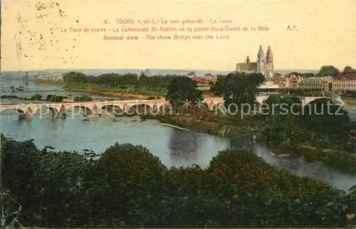 Tours_Indre et Loire Loire Pont de pierre Cathedrale Tours Indre et Loire
