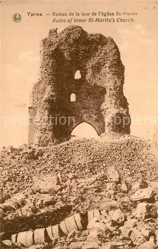 Ypres_Ypern_West_Vlaanderen Ruines de la tour de l`Eglise St. Martin Ypres_Ypern
