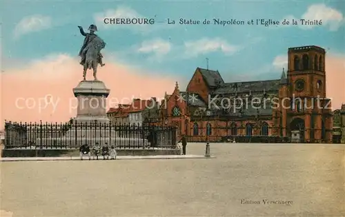 Cherbourg_Octeville_Basse_Normandie Statue de Napoleon et l`Eglise de la Trinit Cherbourg_Octeville