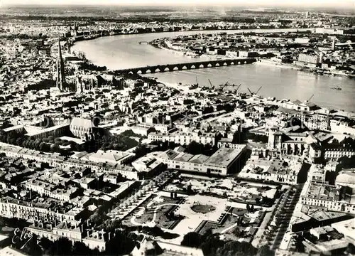 Bordeaux Vue aerienne sur la nouvelle Place Andre Meunier la Garonne et le Pont de Pierre la fleche Saint Michel Bordeaux