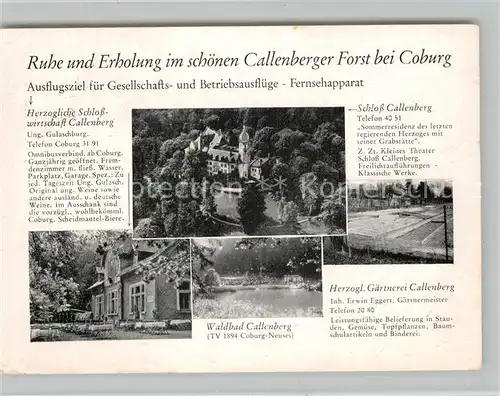 Callenberg_Schloss Waldbad Callenberg Herzogl Gaertnerei Callenberg_Schloss