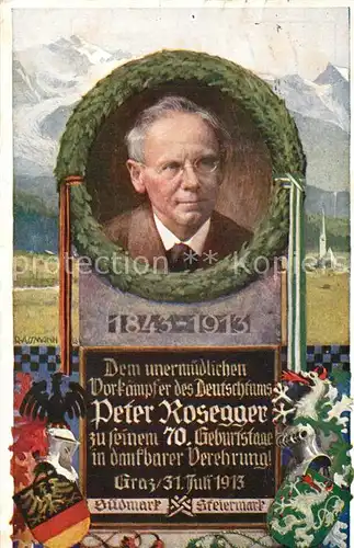 AK / Ansichtskarte Graz_Steiermark Peter Rosegger Gedenktafel Graz_Steiermark